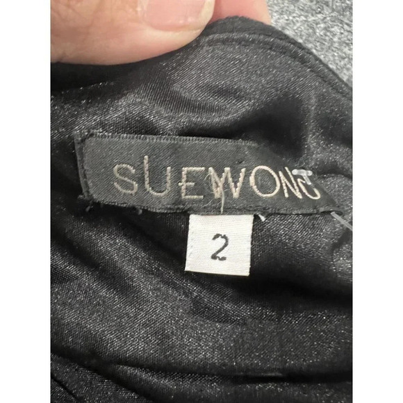 Sue Wong Black Dotted Silk Cocktail Dress $288 - Picture 9 of 9